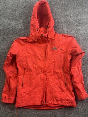 The North Face Jacket Womens Large Red GORE-TEX Hooded Rain Coat Zip Pockets